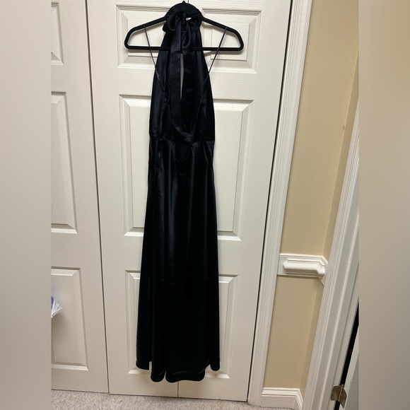 NWT Something Navy Silky Cutout Halter Dress - Picture 1 of 5